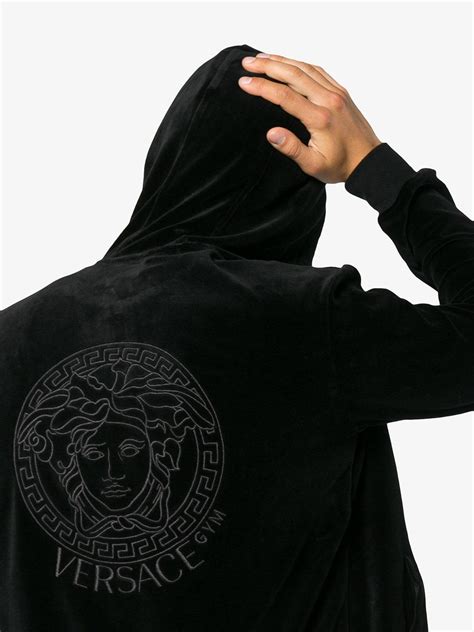 versace black hoodie mens|versace sweatsuit.